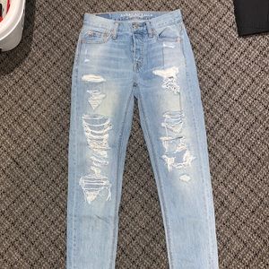 Light blue ripped distressed jeans